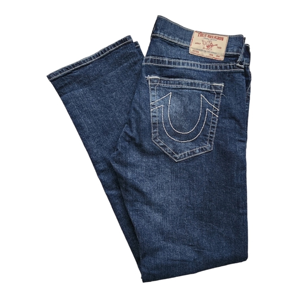 True Religion Ricky Relaxed No Flap Dark Wash Jeans 34W×34L